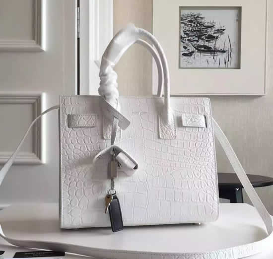 Replica Saint Laurent Baby Sac De Jour Croc Embossed White Bag